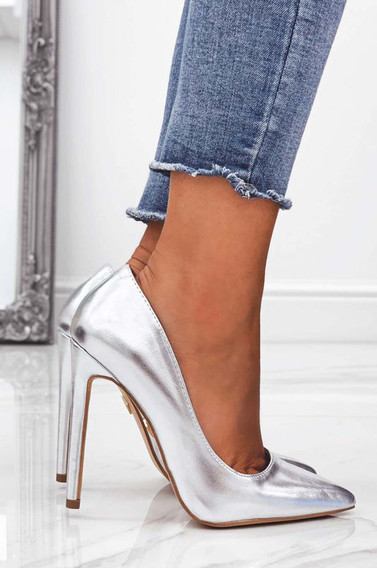 KEISY - Silver metallic pumps with high heels