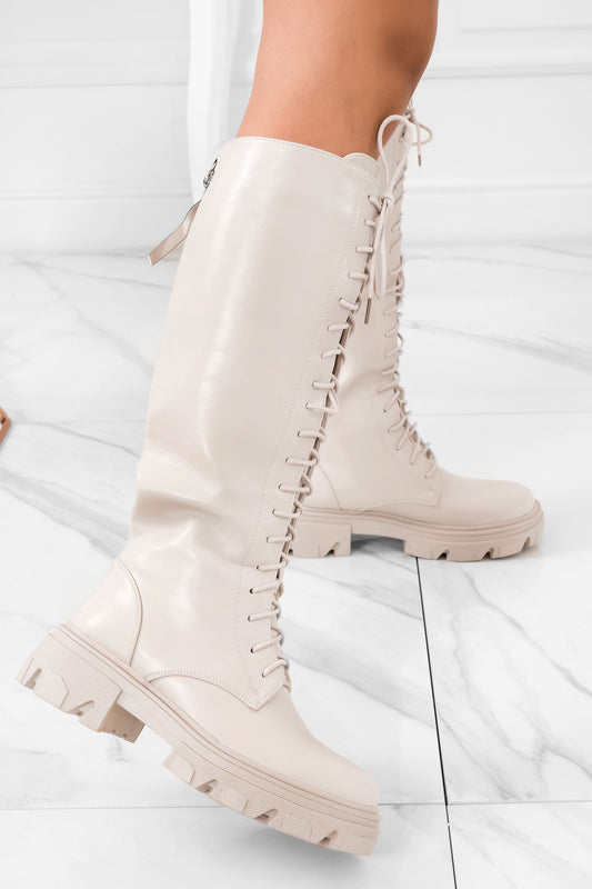 ROSANNA - Beige boots with laces