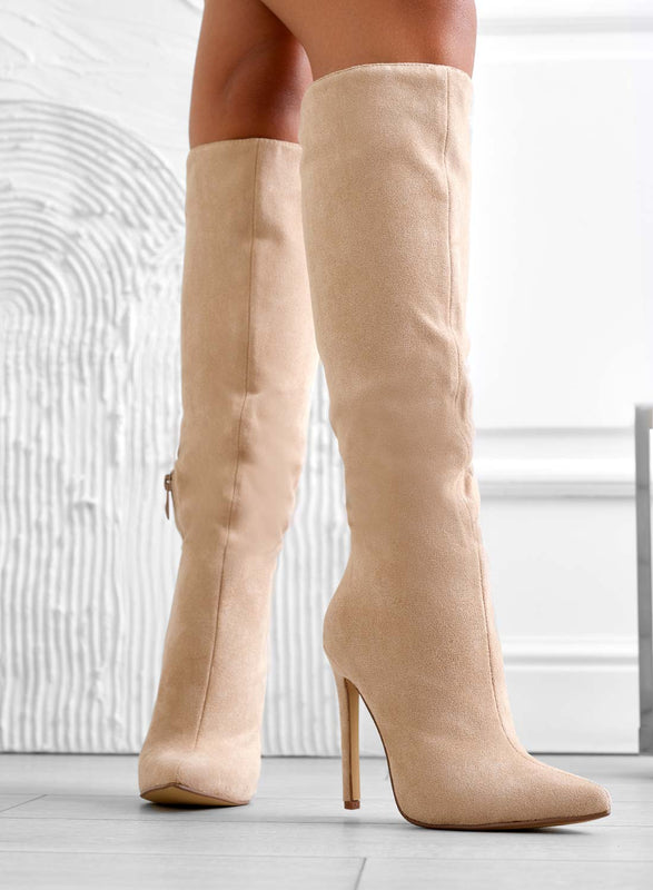 LOLA - Alexoo beige boots with high stiletto heel