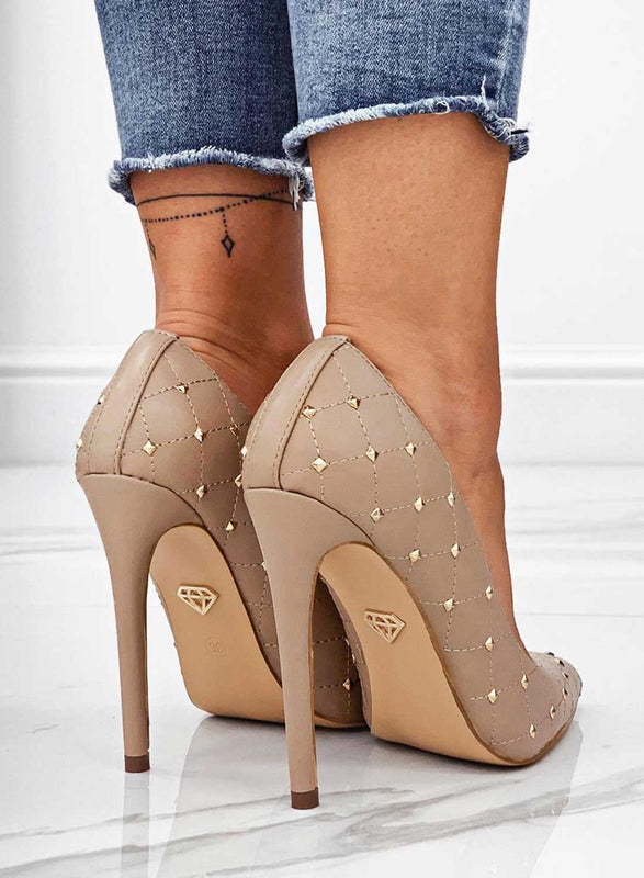 LOVELY Beige pumps with golden studs