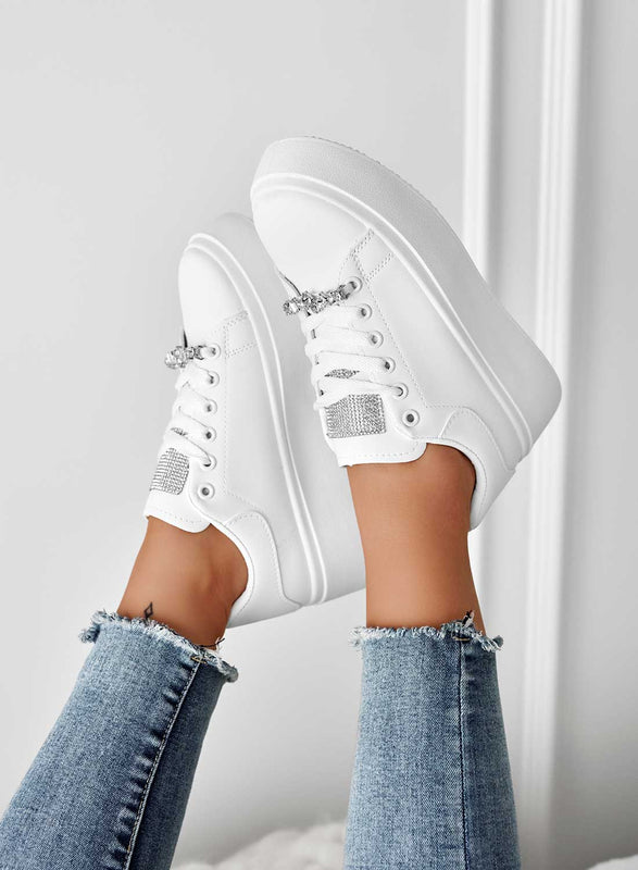 DELIA - White sneakers with jewel application