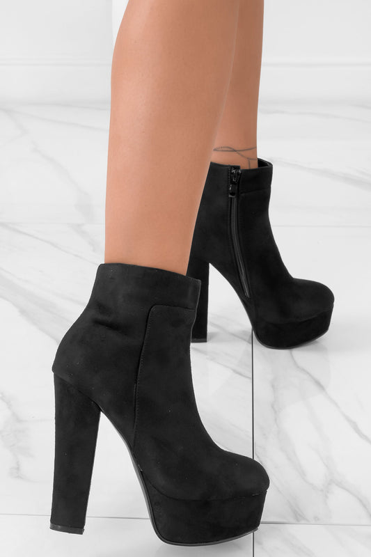 FELICIA - Black suede ankle boots with high heels