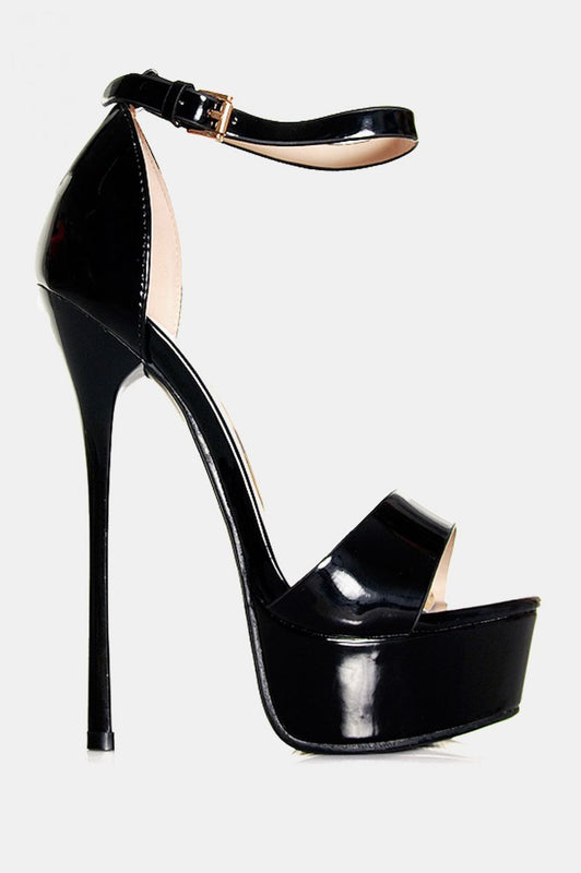 Bora - Black patent leather sandals with high heels