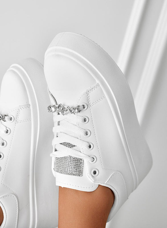 DELIA - White sneakers with jewel application