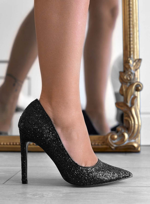 BERTA - Black Alexoo pumps with glitter and stiletto heel