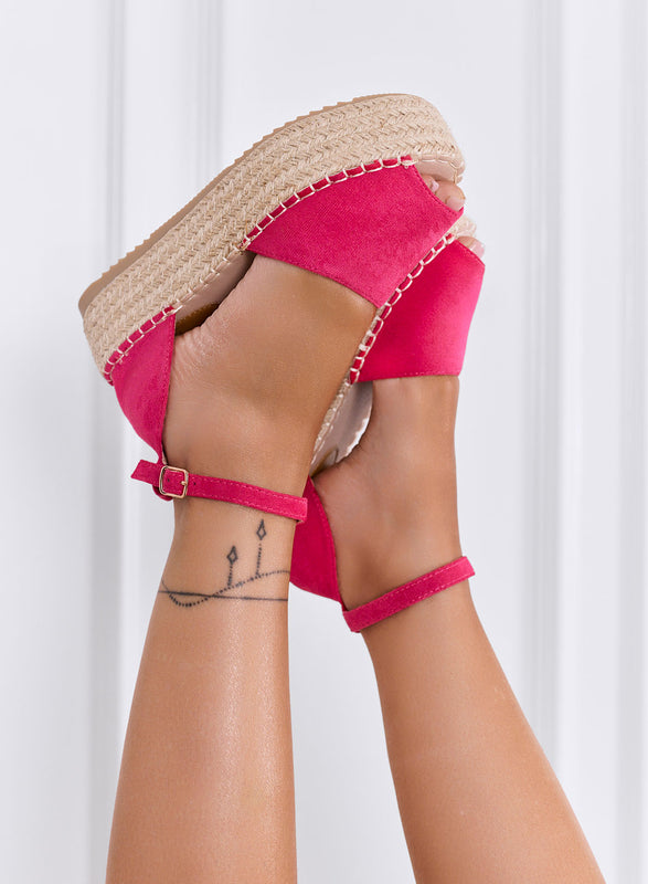 LICIA - Espadrillas fuxia chiaro platform con cinturino alla caviglia