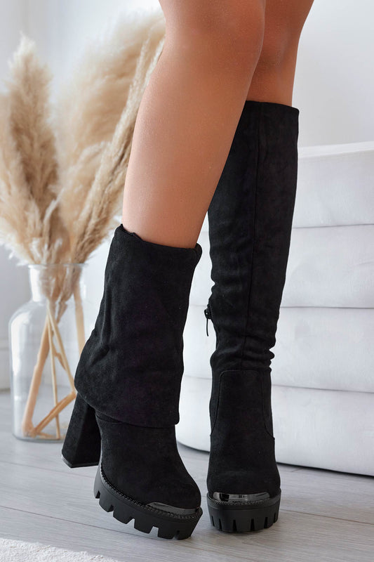 JOSEPH - Black suede boots with cuff