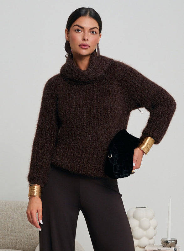 Soft and warm brown turtleneck sweater