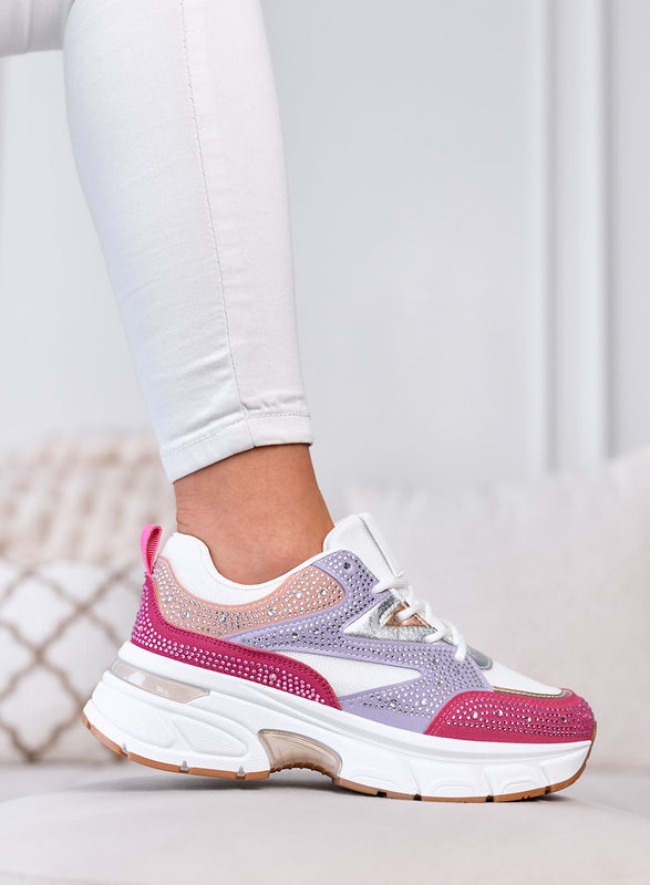MARTINA - Multicolor Sneakers with Rhinestones and Chunky Platform Sole