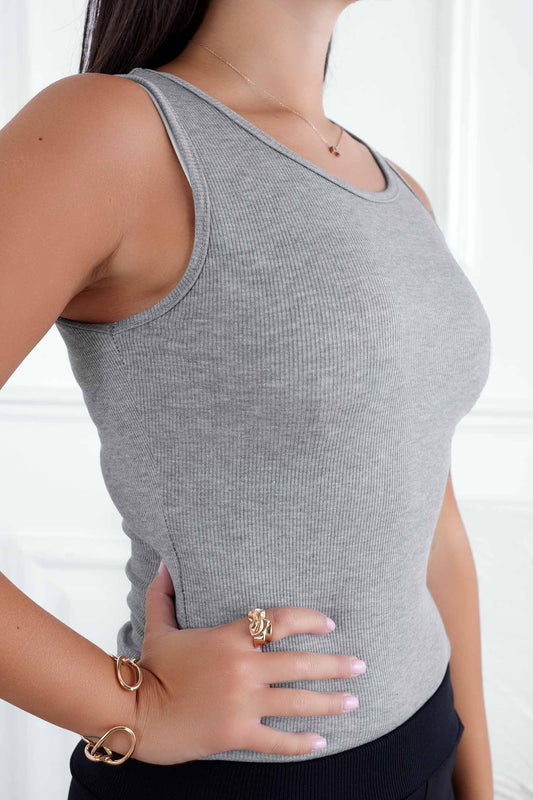 Gray ribbed body top