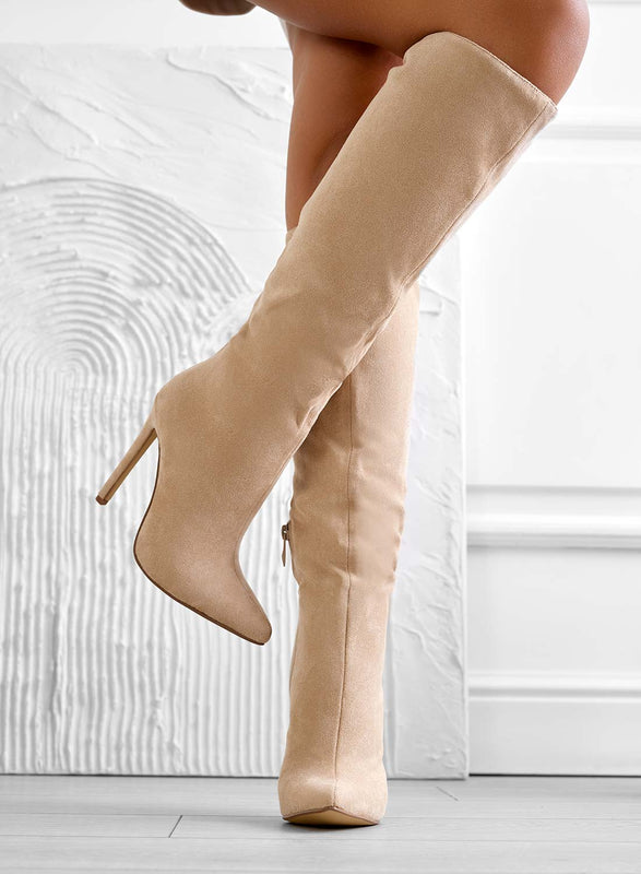 LOLA - Alexoo beige boots with high stiletto heel