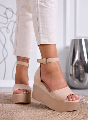 PENNY - Sandales beiges à plateforme avec bride à la cheville