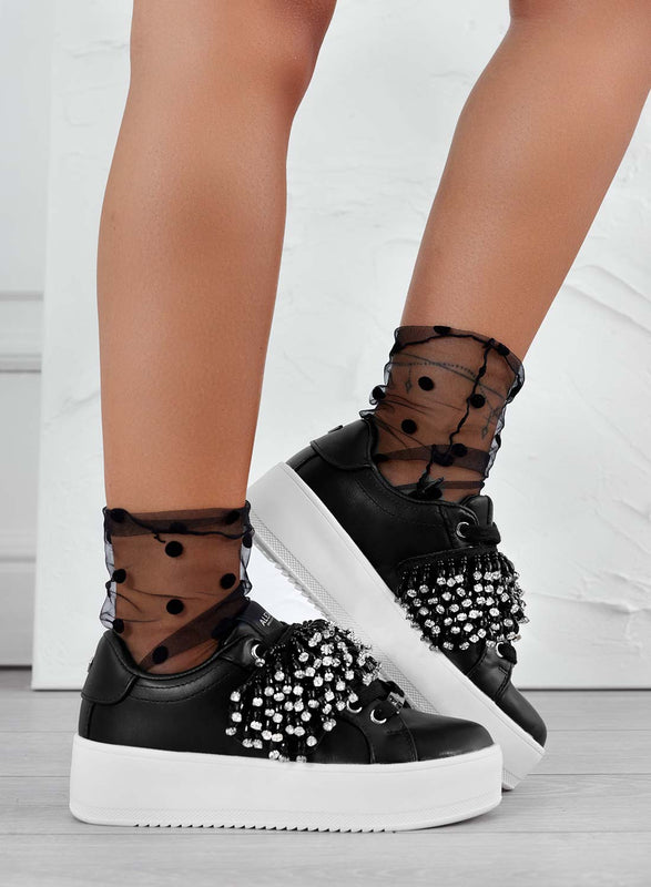 CARRY - Black Alexoo sneakers with rhinestone band