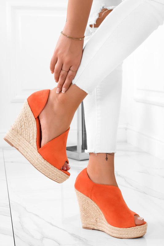 JOLIE - Orange espadrilles with wedge