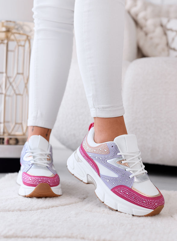 MARTINA - Multicolor Sneakers with Rhinestones and Chunky Platform Sole