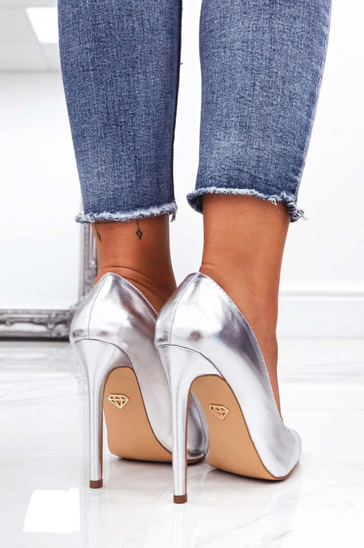 KEISY - Silver metallic pumps with high heels