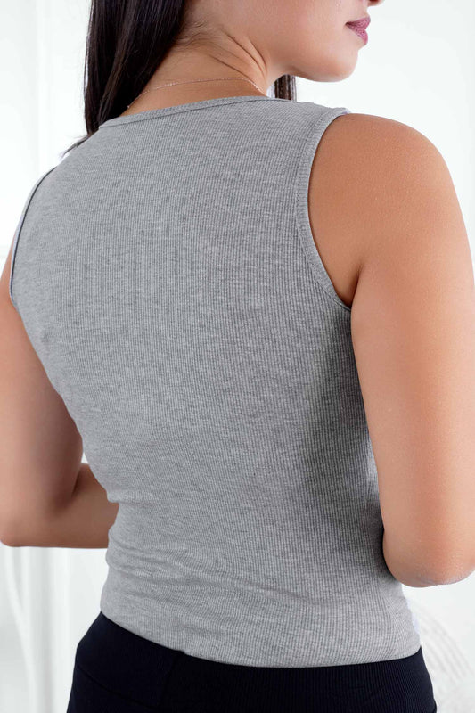 Gray ribbed body top