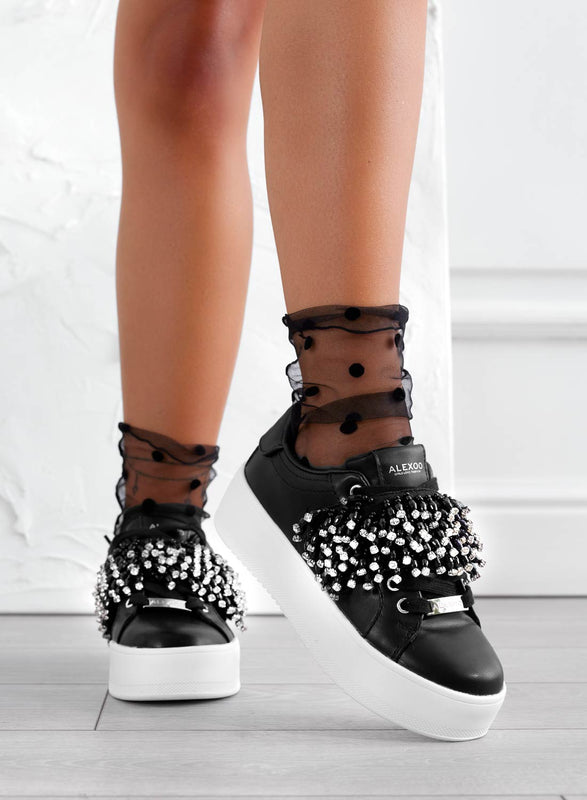 CARRY - Black Alexoo sneakers with rhinestone band