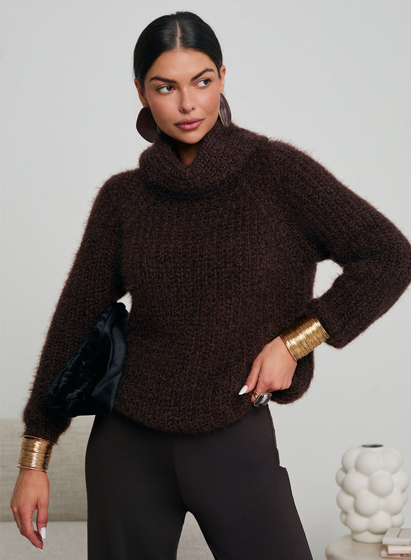 Soft and warm brown turtleneck sweater