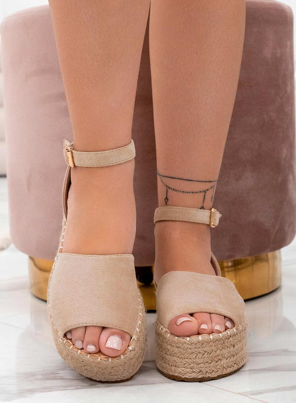 LICIA - Alexoo beige suede espadrilles with wedge and strap