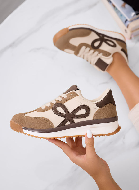 DIAZ - Sneakers fango con fiocco marrone e suola bicolore