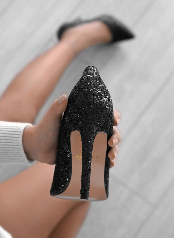 BERTA - Black Alexoo pumps with glitter and stiletto heel