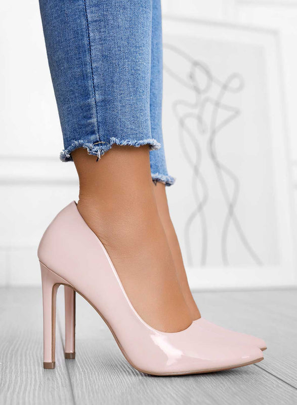 BERTA - Alexoo nude patent pumps with high heel