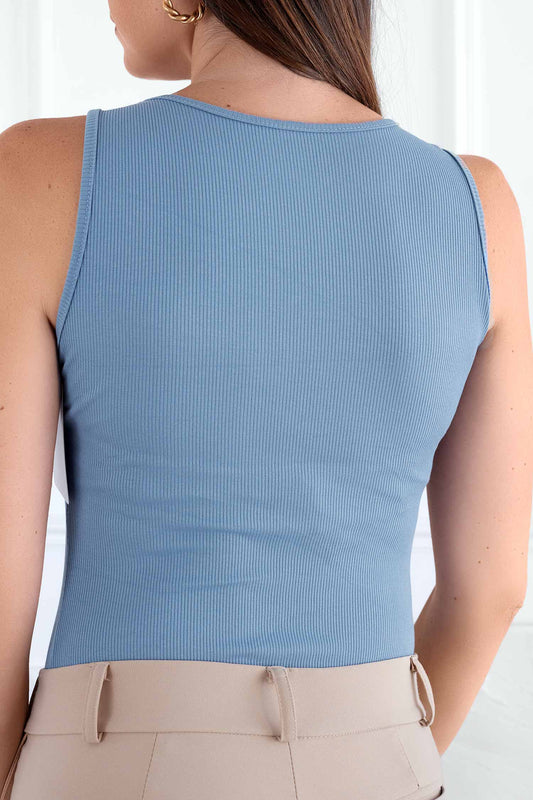 Light blue ribbed bodysuit top