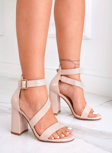 ADELE - Alexoo nude patent sandals with comfortable heel