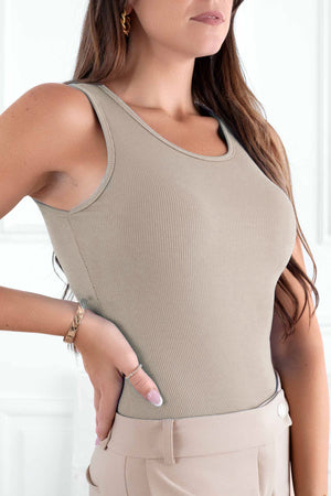 Beige ribbed top