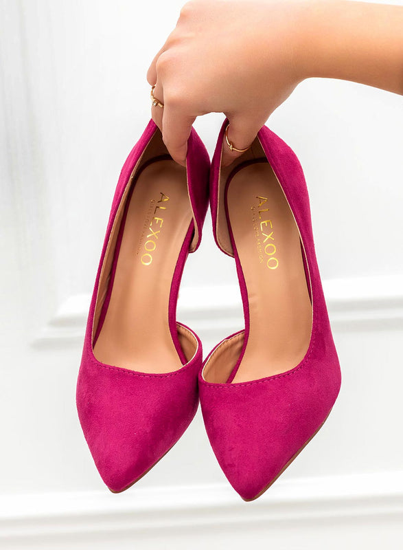 AURORA - Alexoo fucsia pumps with side opening and high heels