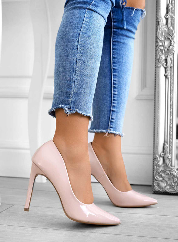 BERTA - Alexoo nude patent pumps with high heel