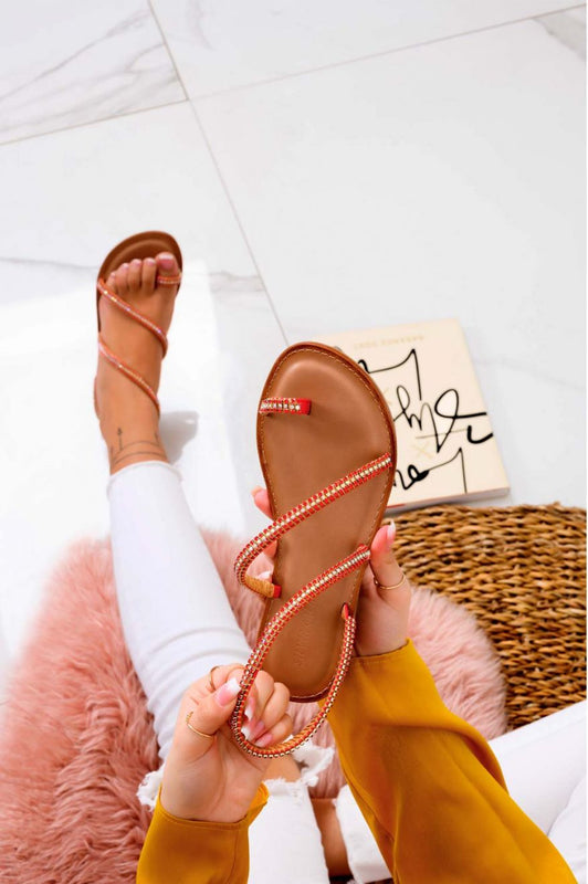 JAMA - Red thong sandals with straps