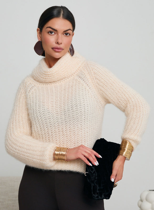 Soft and warm beige turtleneck sweater