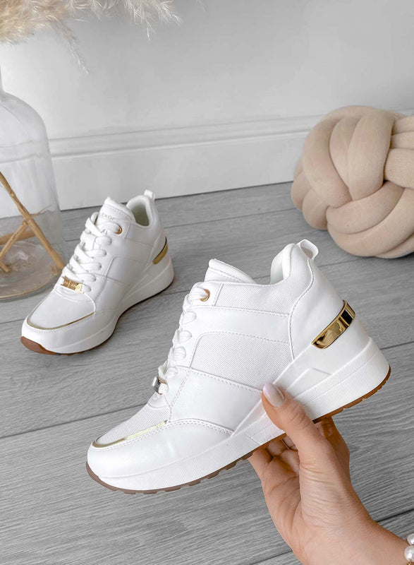 ILIZIA - Alexoo white sneakers with wedge and gold inserts