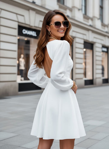 White dress with back neckline