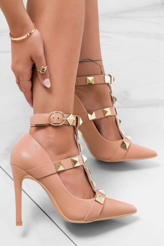 RAYNA  - Nude pumps with bands and studs