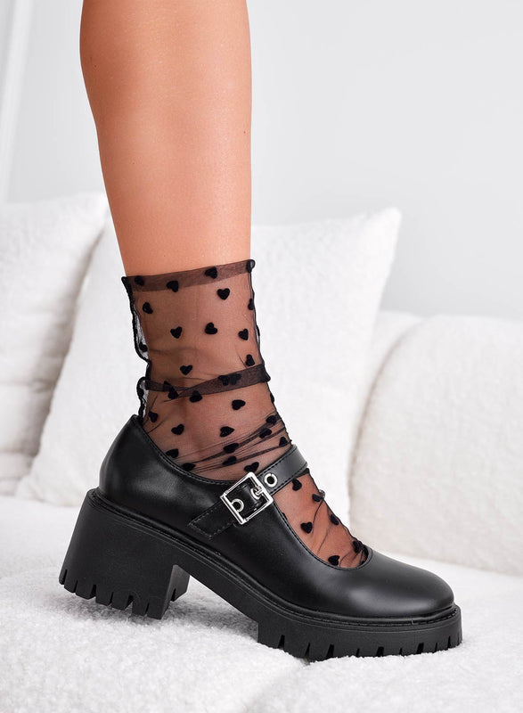 Scarpe mary jane nere con cinturino e fibbia