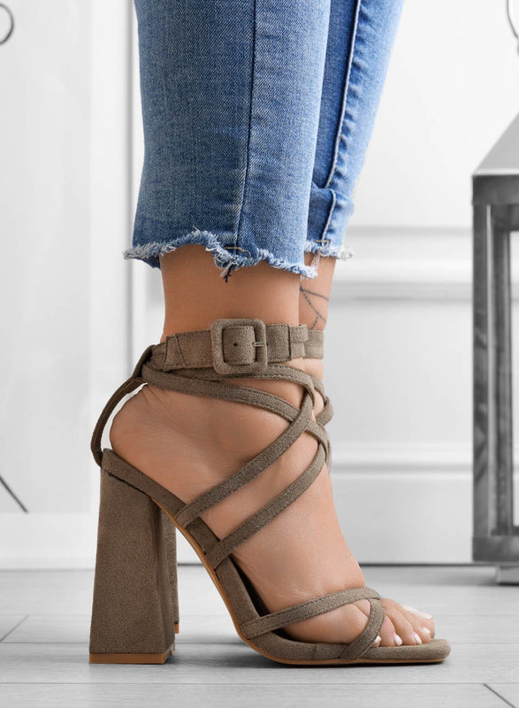 KIARA - Alexoo mud lace-up sandals with high heel