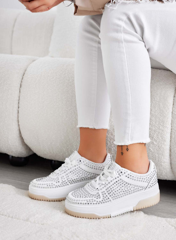 ASTRID - White jewel sneakers with rhinestones