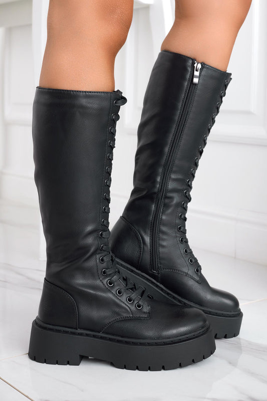 URSULA - Black stringed amphibian boots