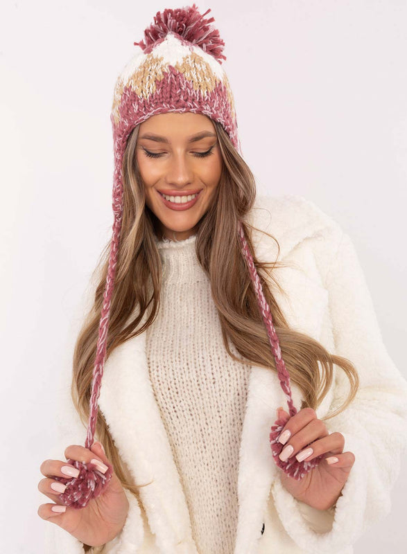 Gorro multicolor acolchado con pompón