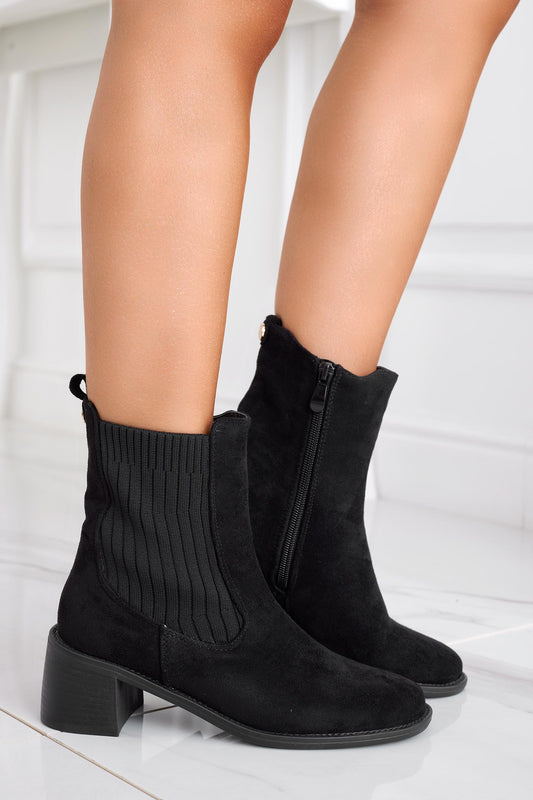 KISHA - Suede boots with side elastic