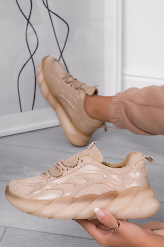 ARIANNA - Beige sneakers with rubber sole