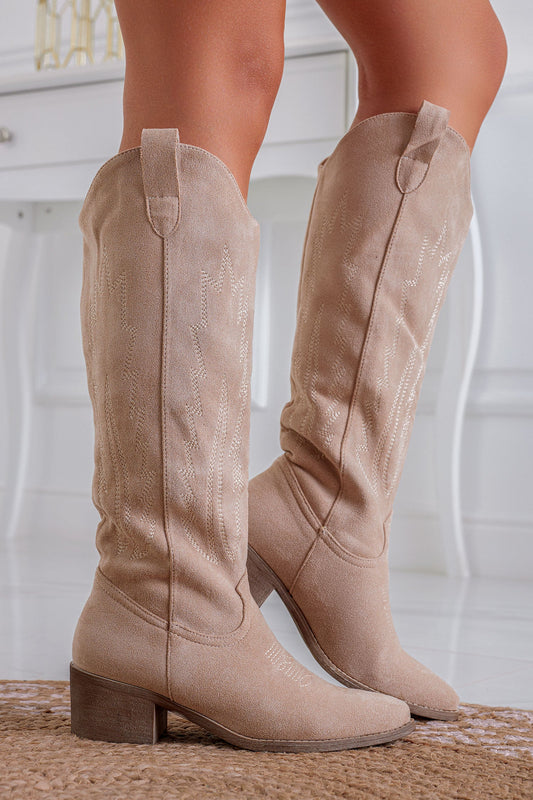 ASHLEE - Texan beige camperos boots