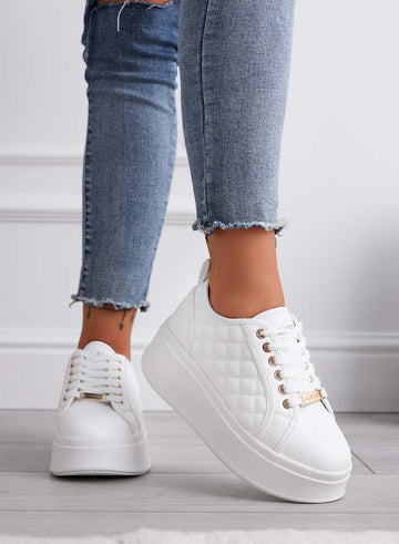 DALILA - Platform sneakers with high quilted white sole