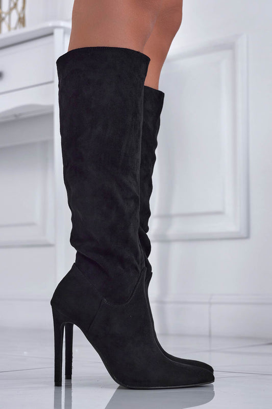 SHERLIN - Black suede stiletto heel boots