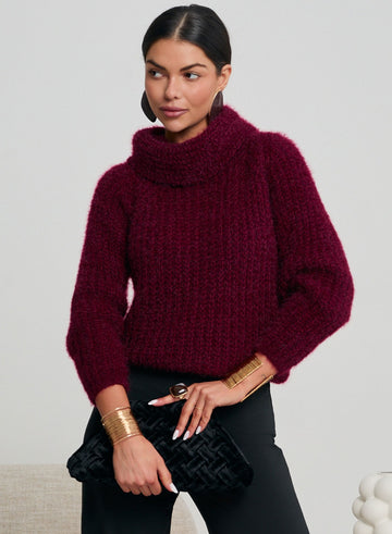 Soft and warm burgundy turtleneck sweater
