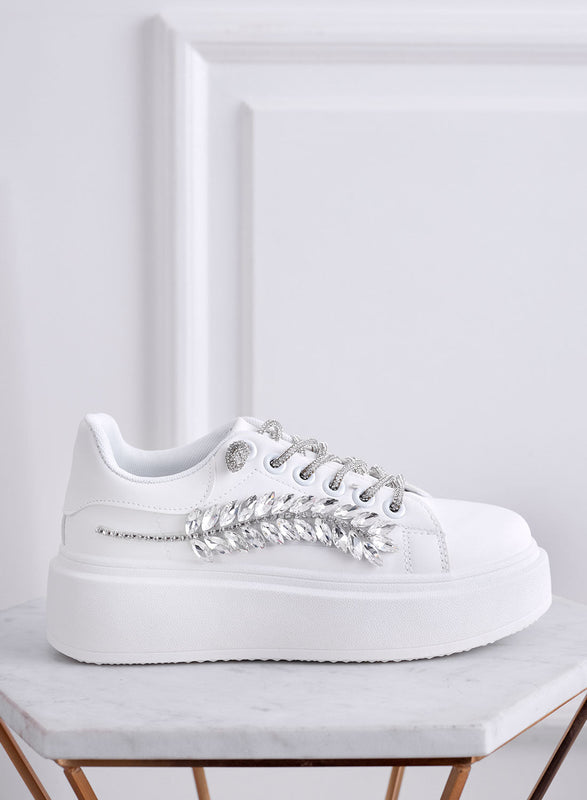 CANDY - White sneakers with jewel applications