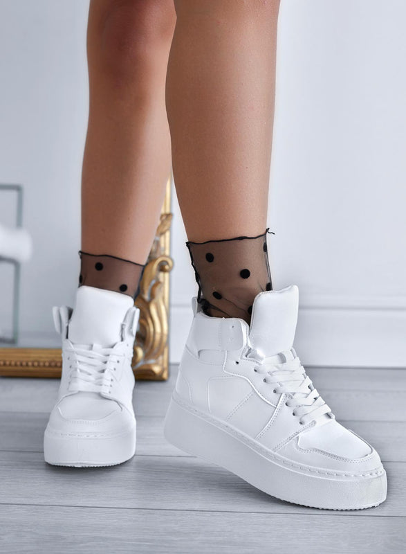 ROSINA - White ankle boot sneakers with laces